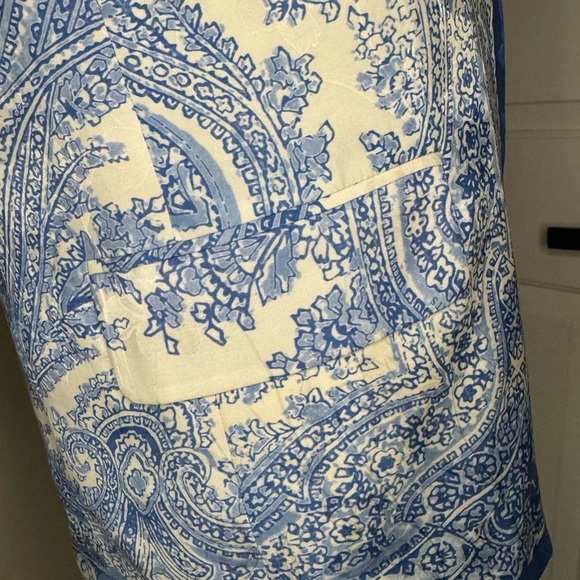 All Saints Blue and White Paisley Jacket and Shorts Set Size 2. - Picture 8 of 17